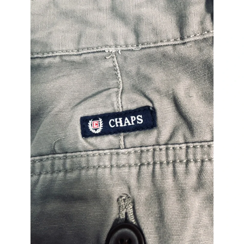 Chaps Mens Gray Cargo Shorts 100% Cotton Multi‎ Pocket Utility Casual Size 36